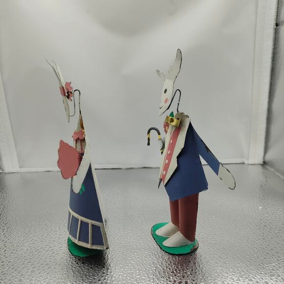 Department 56 Metal Easter Bunny Couple Figurines – Rustic Spring Decor 6 in - Picture 2 of 13